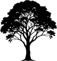 negro goma árbol silueta en blanco antecedentes vector