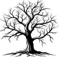 negro muerto árbol silueta en blanco antecedentes vector