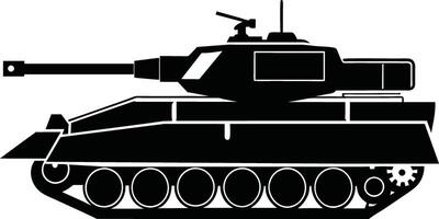 negro tanque silueta en blanco antecedentes vector