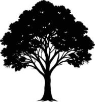 negro goma árbol silueta en blanco antecedentes vector