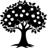 Black apple tree silhouette on white background vector