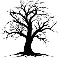 Black dead tree silhouette on white background vector