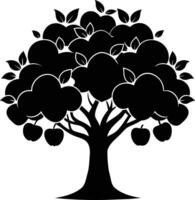 Black apple tree silhouette on white background vector