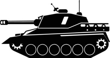 negro tanque silueta en blanco antecedentes vector