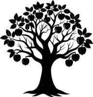 Black apple tree silhouette on white background vector