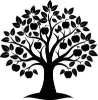 Black apple tree silhouette on white background vector