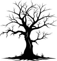 Black dead tree silhouette on white background vector