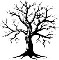 negro muerto árbol silueta en blanco antecedentes vector