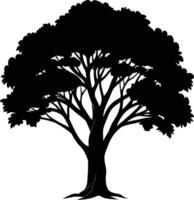 negro goma árbol silueta en blanco antecedentes vector