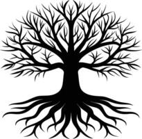 Silhouette of a tree with roots vector