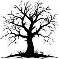 Black dead tree silhouette on white background vector