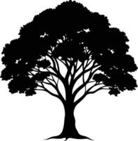 negro goma árbol silueta en blanco antecedentes vector