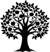 Black apple tree silhouette on white background vector