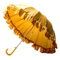 Yellow beach umbrella . Yellow parasol for beach use isolated. Beach umbrella or parasol for sun protection png