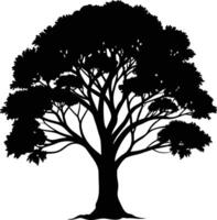 negro goma árbol silueta en blanco antecedentes vector