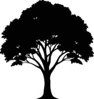 negro goma árbol silueta en blanco antecedentes vector