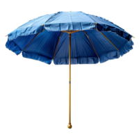 Blue beach umbrella . Blue parasol for beach use isolated. Beach umbrella or parasol for sun protection png