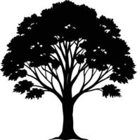 negro goma árbol silueta en blanco antecedentes vector