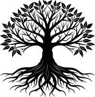 silueta de un árbol con raíces vector