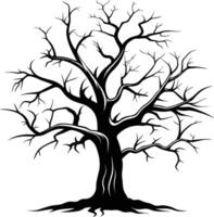 negro muerto árbol silueta en blanco antecedentes vector