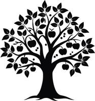 Black apple tree silhouette on white background vector