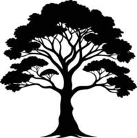 negro goma árbol silueta en blanco antecedentes vector