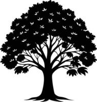 silueta de un árbol con césped vector