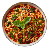 espaguetis con salsa aislado. pasta con salsa aislado. tallarines en cuenco aislado png