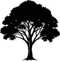 negro goma árbol silueta en blanco antecedentes vector