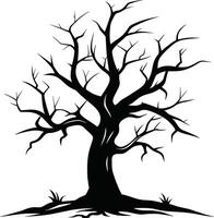 Black dead tree silhouette on white background vector