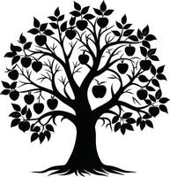 Black apple tree silhouette on white background vector