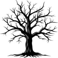 Black dead tree silhouette on white background vector