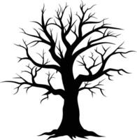 Black dead tree silhouette on white background vector