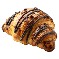 Chocolate croissant. French pastry croissant top view. Puff pastry dessert isolated png