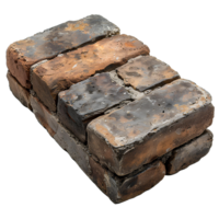 Brick and cement. Brick top view. Construction site material isolated png
