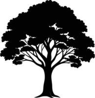 negro goma árbol silueta en blanco antecedentes vector