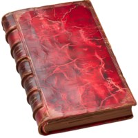 Old red book with leather cover and yellow pages. red book top view isolated png