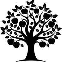 Black apple tree silhouette on white background vector