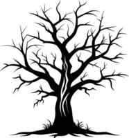 negro muerto árbol silueta en blanco antecedentes vector