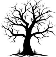 Black dead tree silhouette on white background vector