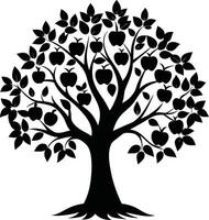 Black apple tree silhouette on white background vector