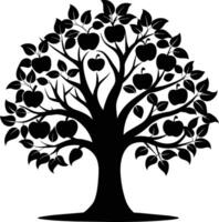 Black apple tree silhouette on white background vector