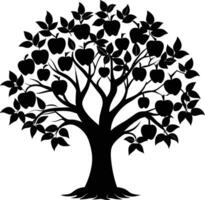 Black apple tree silhouette on white background vector