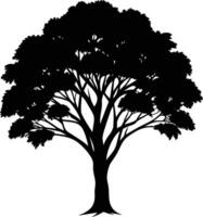 negro goma árbol silueta en blanco antecedentes vector