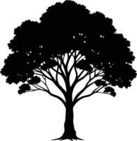 negro goma árbol silueta en blanco antecedentes vector