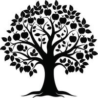 Black apple tree silhouette on white background vector