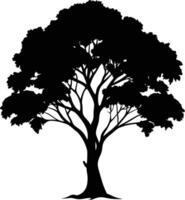 negro goma árbol silueta en blanco antecedentes vector