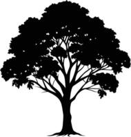 negro goma árbol silueta en blanco antecedentes vector