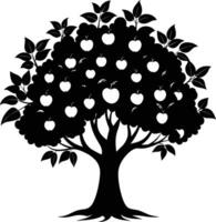 Black apple tree silhouette on white background vector