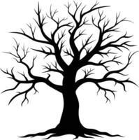 Black dead tree silhouette on white background vector